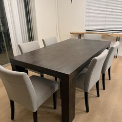 Modern Rustic Dining Room Table + 6 Chairs (8ft - Adjustable)