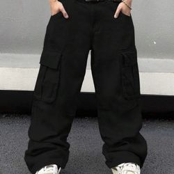 Black Oversized Cargo Jeans
