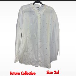 Future Collective White Button-Down Shirt Size 2XL