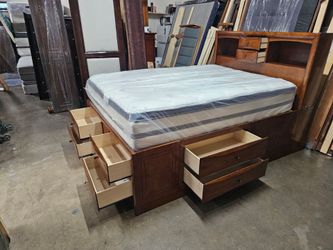 Queen captains bed and mattress