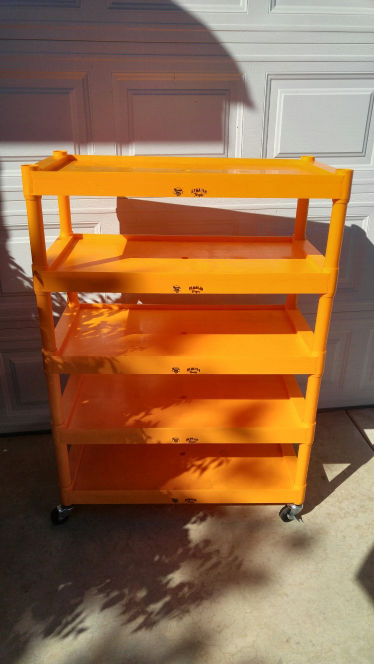 Orange plastic shelf