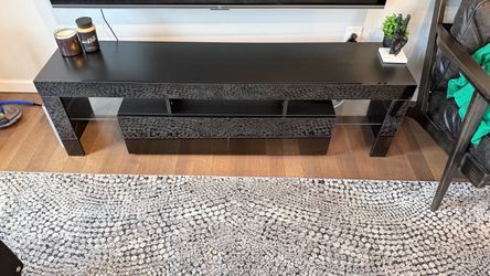Modern High-Gloss Black TV Stand Media Console