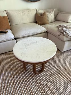 Wood and Marble round coffee table