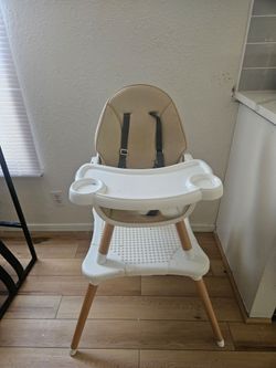 Child multi highchair white tan