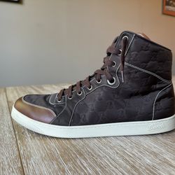 GUCCI GG High Top Sneakers Brown