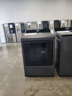LG 7.3 cu. Vented Smart Gas Dryer in Matte Black with Easy load Door and Sensor Dry Technology