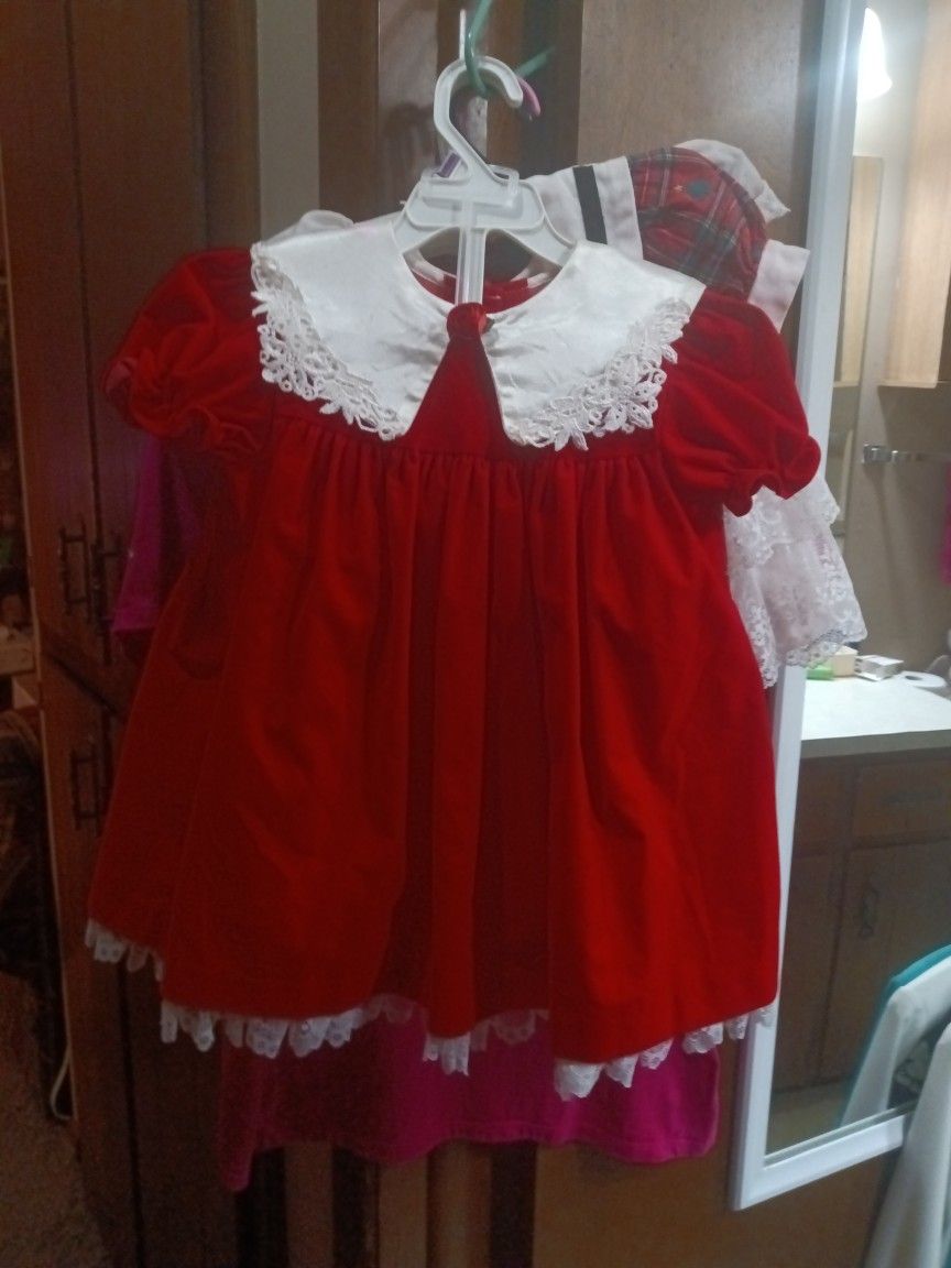 Red Velvet Dress With Bloomers