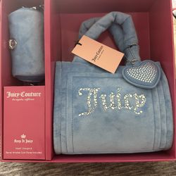 Juicy Couture Blue Clutch With Rhinestones