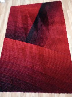 Red and Black Abstract Area Rug