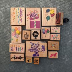Assorted Happy Birthday And Balloons Rubber Stamp Lot