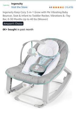 Ingenuity Keep Cozy 3-in-1 Grow with Me Vibrating Baby Bouncer,m