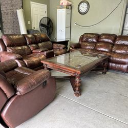 Leather Sofa And Coffee Table 