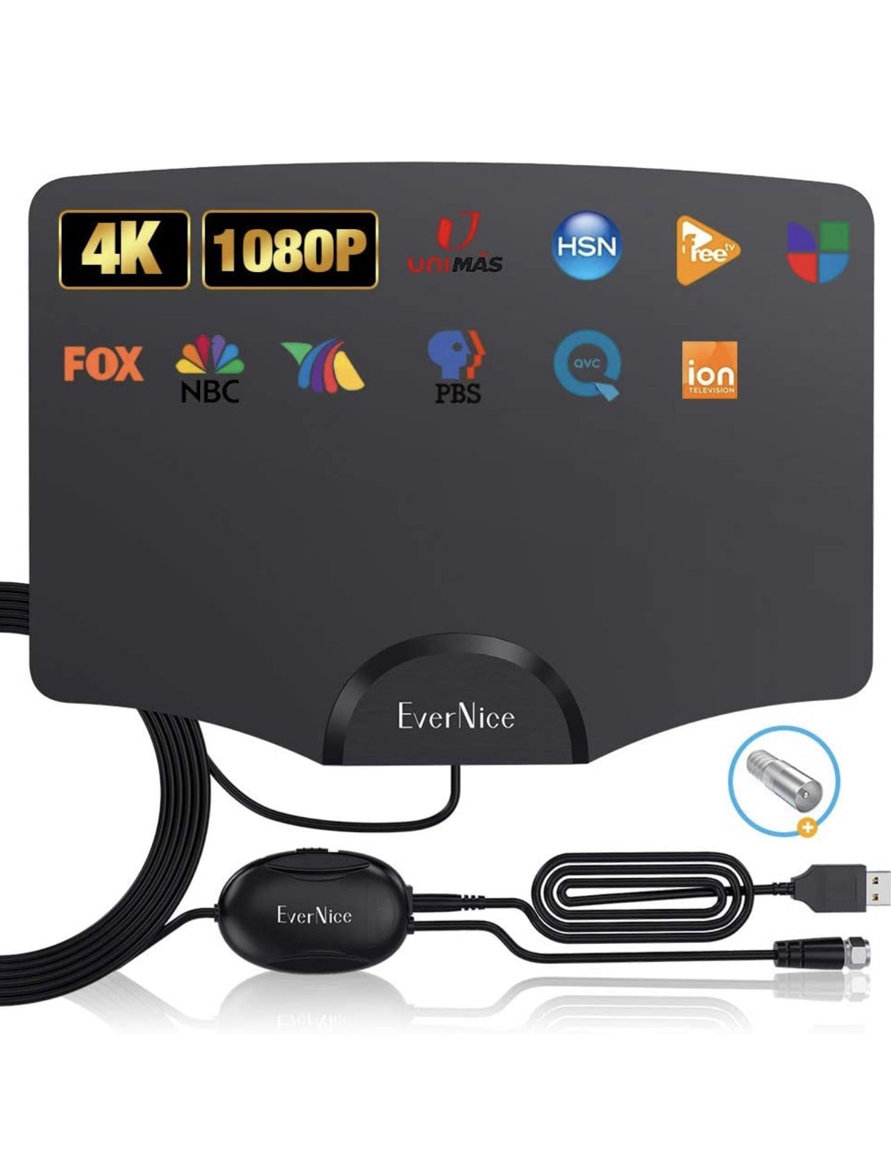 EverNice TV Antenna Indoor, HDTV Digital Antenna Up to 120 Miles with Amplifier Signal Booster,