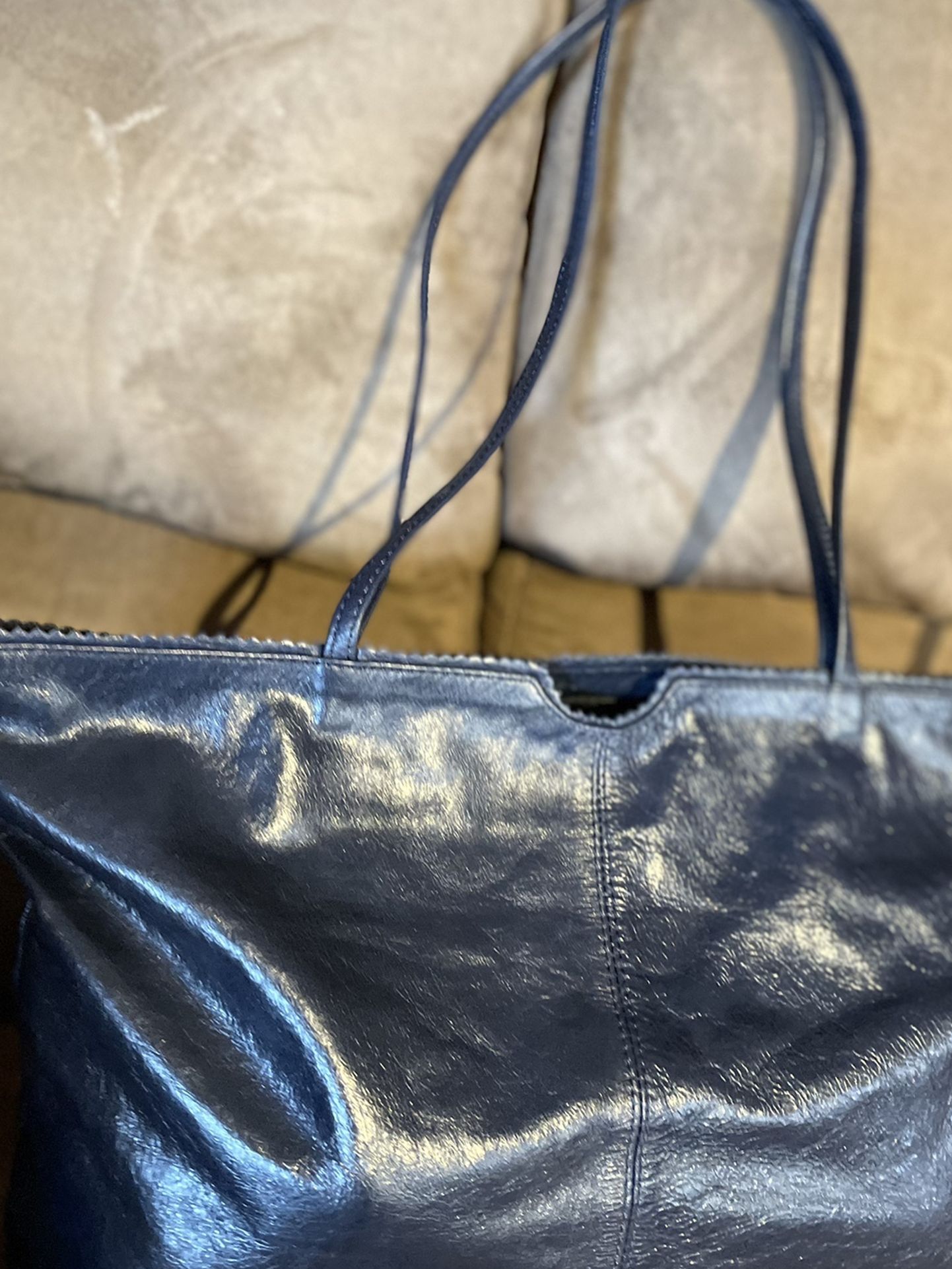 Blue leather Latino large bag new