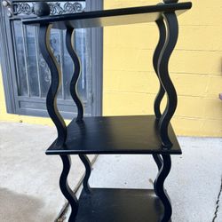 Unique And RARE 3-Tier Display Shelf With Black Wooden Squiggle Frame