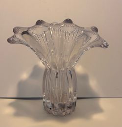 Vintage Art Vannes Le Chatel Crystal Splash Vase French Mid Century Modern MCM 9"
