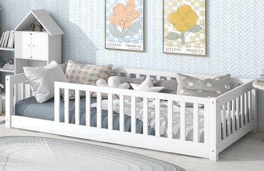 Twin Size Bed For Kids In White