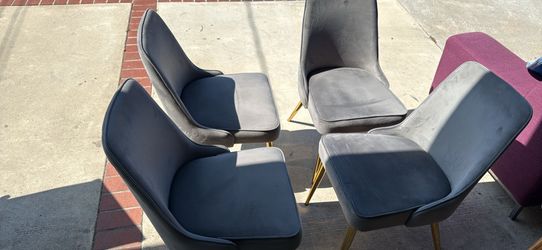 Grey Velvet Dining Chair with Gold Legs Set of 4 chairs