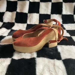 Free People Wooden Clog Peep Toe