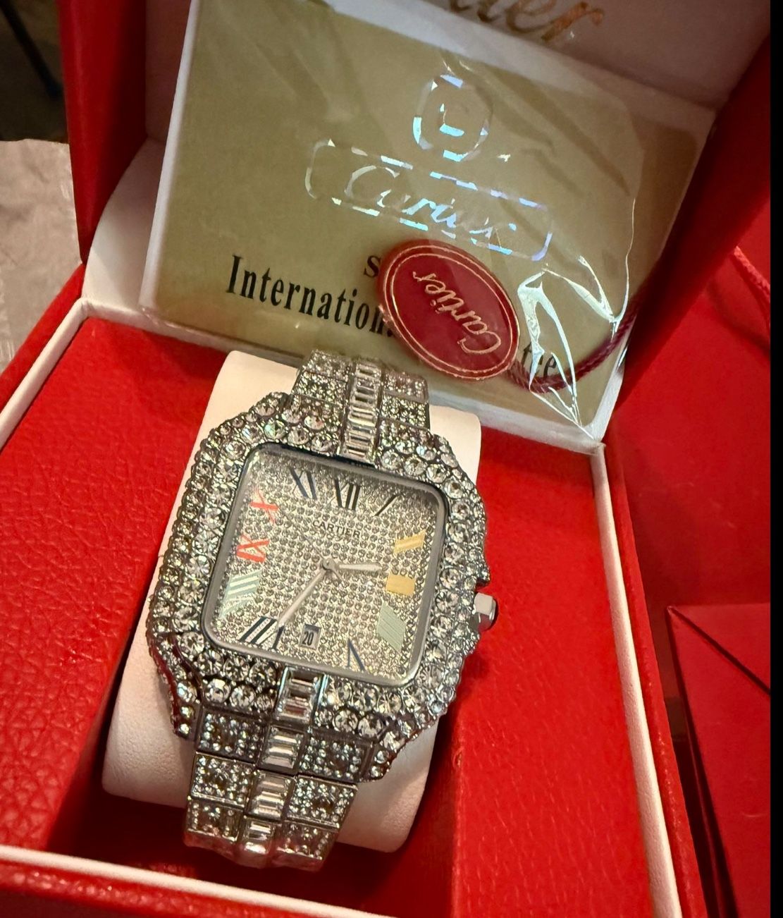 Fully Iced out Cartier Watch With Box And Receipt