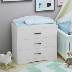 3-Drawer White Wooden Chest of Drawers Storage Dresser Storage Organizer Freestanding Cabinet 35.4 in. W x 35.4 in. H