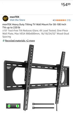 monTEK Heavy Duty Tilting TV Wall Mount (50-100 Inch) up to 220lbs