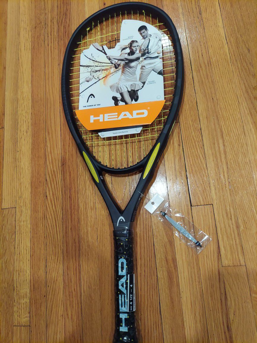 Head i.S12  Intellifiber 115 Sq In. Tennis Racket.  4 1/2  Brand New Sealed . With Case/Cover And Smartsorb Vibration Dampener 