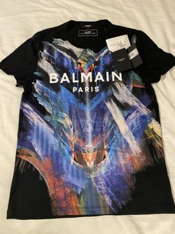 Brand New Balmain Paint Graphic Logo T-Shirt Size Large