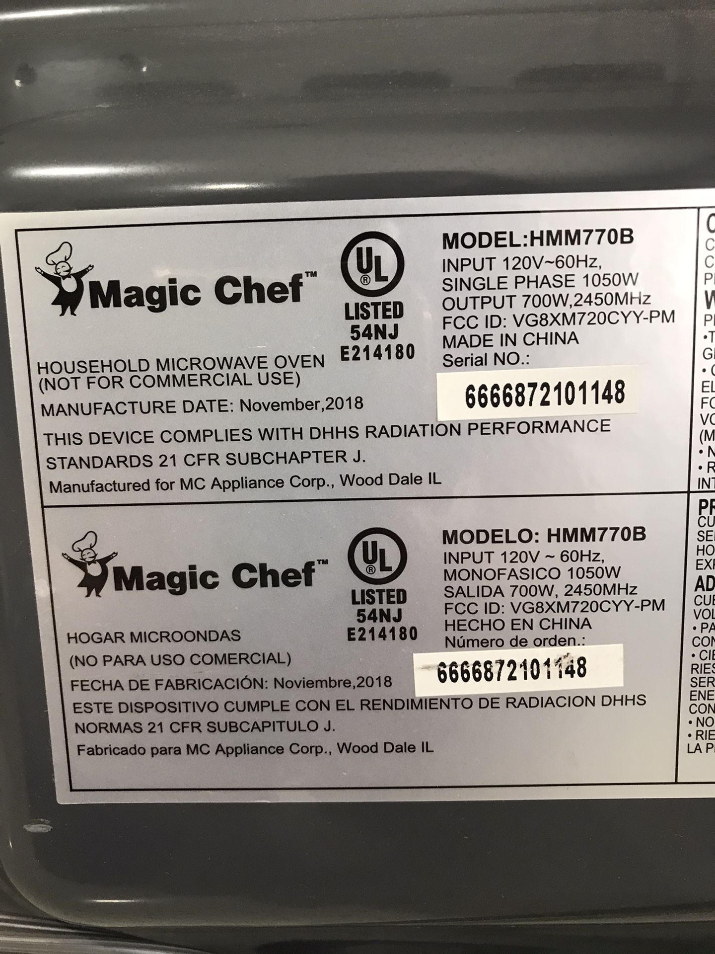 Like New Magic Chef Microwave