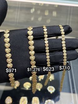 14k gold heart nugget bracelet