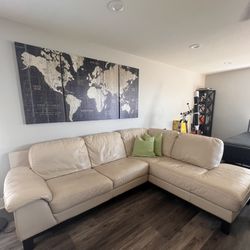 Costco Leather Sectional Used But Still Life Left - very Comfortable 