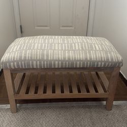 Decorative grey and white bench