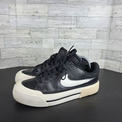 Nike Court Legacy Lift Platform Sneakers Black Sail Womens Size 11 Casual Shoes