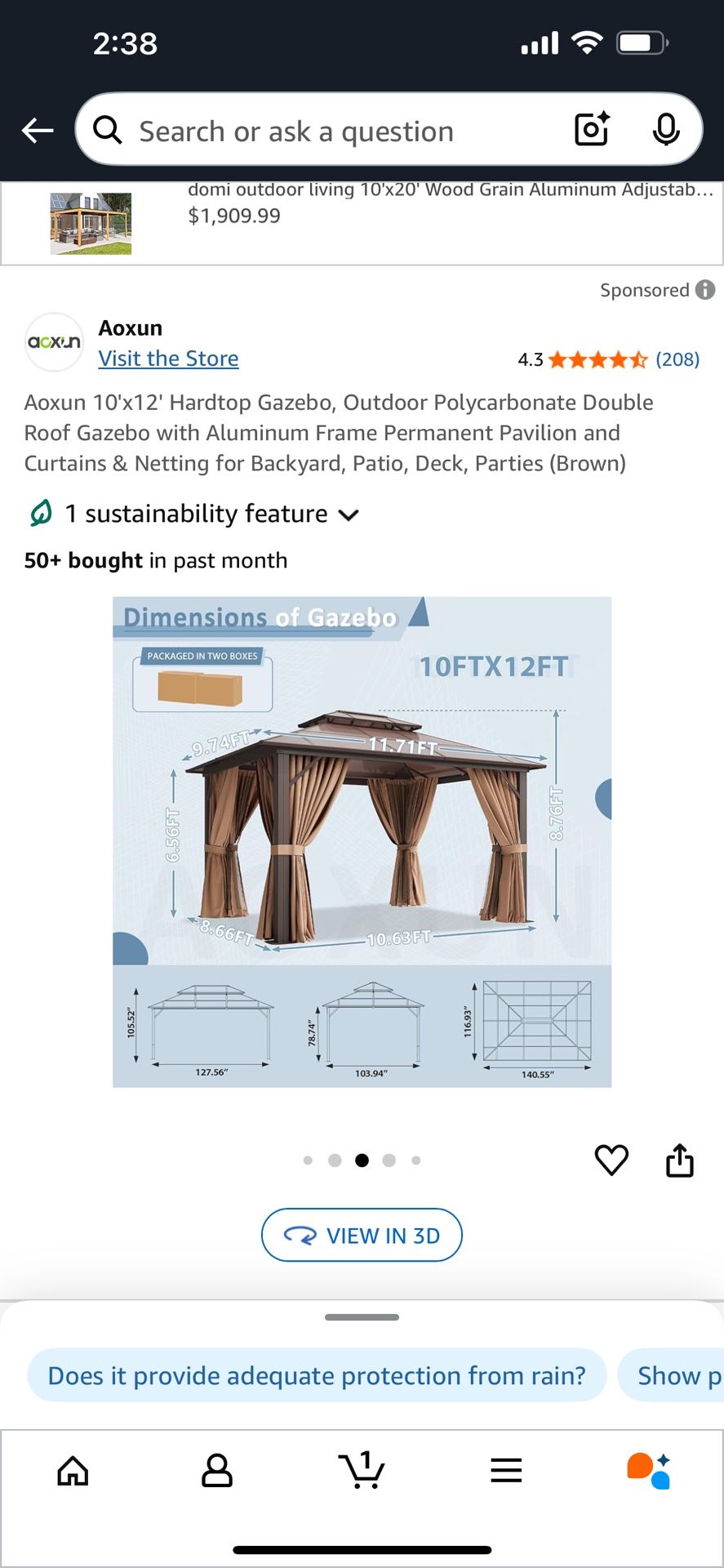 Clearance Sale!NEW IN BOX,10x12 Polycarbonate hardtop Gazebo(6/5-6/15 Only