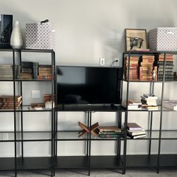 Beautiful Metal And Glass Entertainment Center / Bookshelf