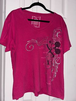 Disney Store Pink Mickey Mouse Graphic V-Neck Tee – Size XXL