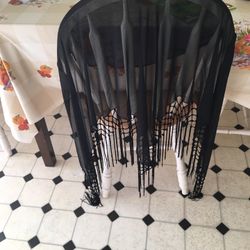 Black Fringed Shawl