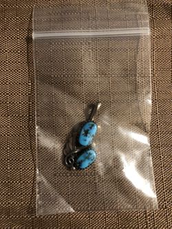 Sterling and double turquoise necklace charm