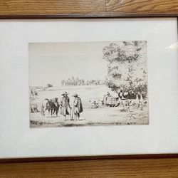 vintage framed signed pencil art print