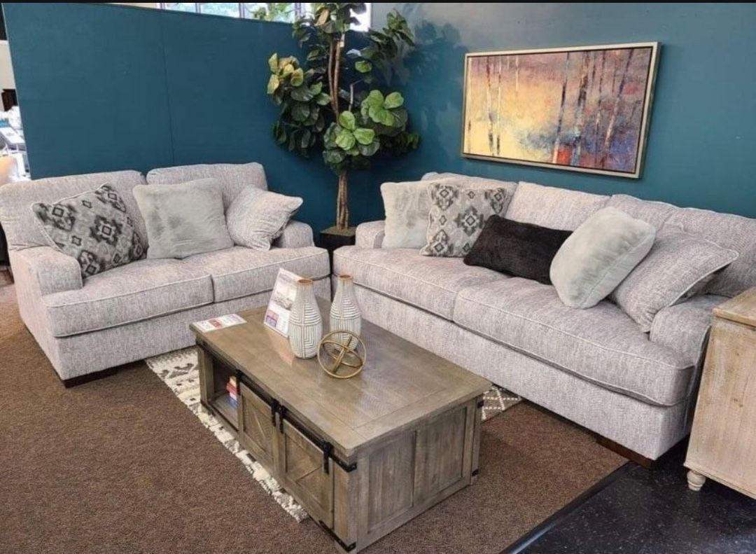 Mercado - Pewter - Sofa & Loveseat / 2pc Set〽️Same Day Delivery-Cash Or Financing