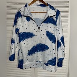 Cugoodte Feathered Sweatshirt Size Small Women’s White blue