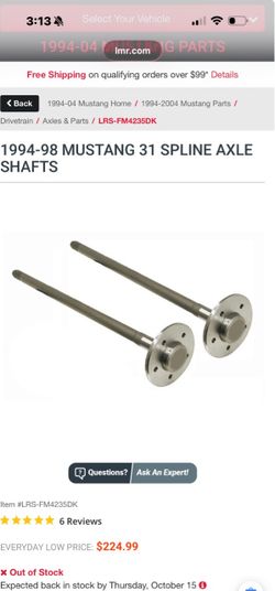 1994-98 MUSTANG 31 SPLINE AXLE SHAFTS