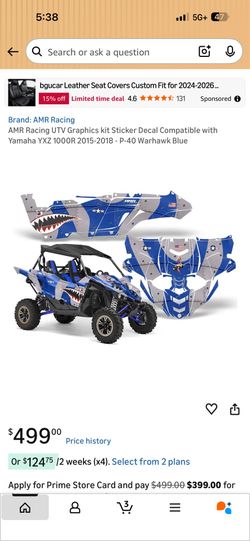 AMR Racing UTV Graphics Kit for Yamaha YXZ 1000R 2015-2018 - P-40 Warhawk Blue