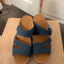 Blue Wedge Sandals For Women Size 7