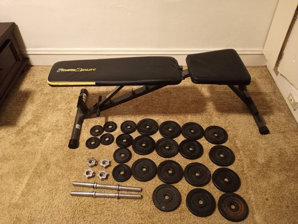 Fitness Reality Adjustable Bench And Weights
