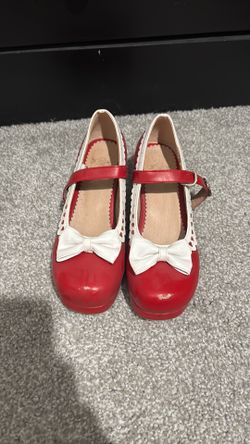 Red and white Mary Jane’s