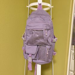 Girl's purple Large Capacity Multi-Compartment College-Style Backpack With Zipper