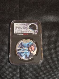 Star Wars Han Solo Silver Coin NGC PF69 | BullionPLUS Film Series w/ Box