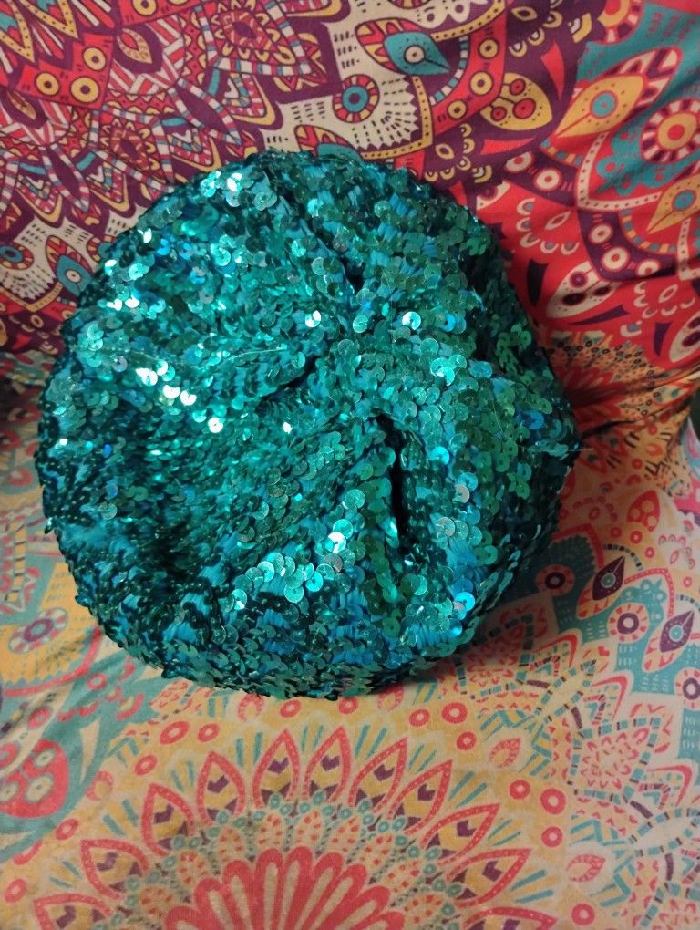 Turquoise Sequin Women's Beanie Hat
