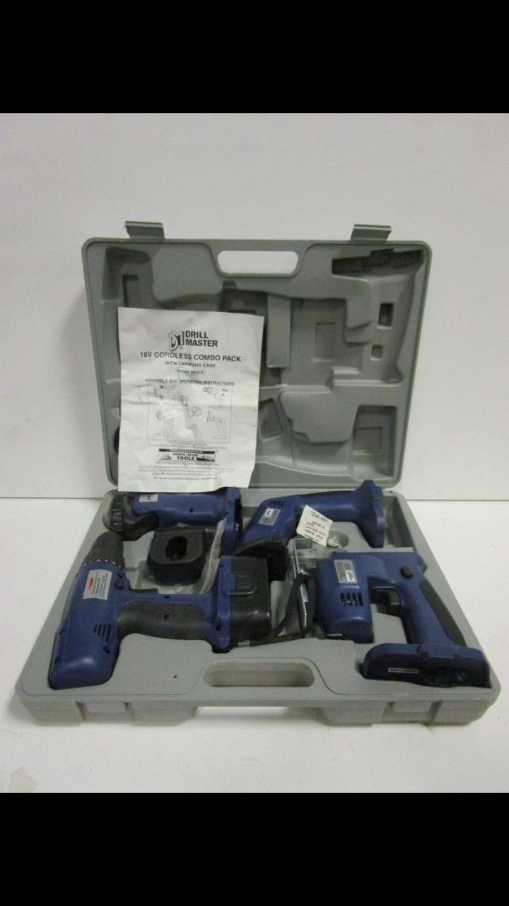 Drill Master 18V Cordless Combo Pack with Carrying Case Model: 90374
